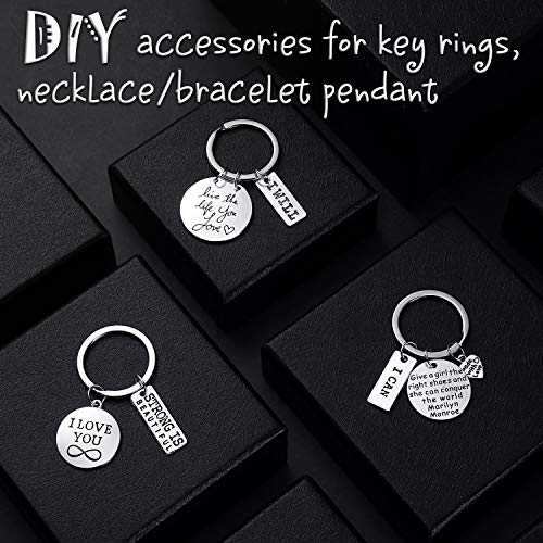 Hicarer 259 Pieces Inspirational Motivational Keychains Charms Bulk Keychains Inspirational Words Charms with Open Jump Rings Key Rings for Various DIY Necklaces, Bracelets