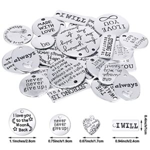 Hicarer 259 Pieces Inspirational Motivational Keychains Charms Bulk Keychains Inspirational Words Charms with Open Jump Rings Key Rings for Various DIY Necklaces, Bracelets