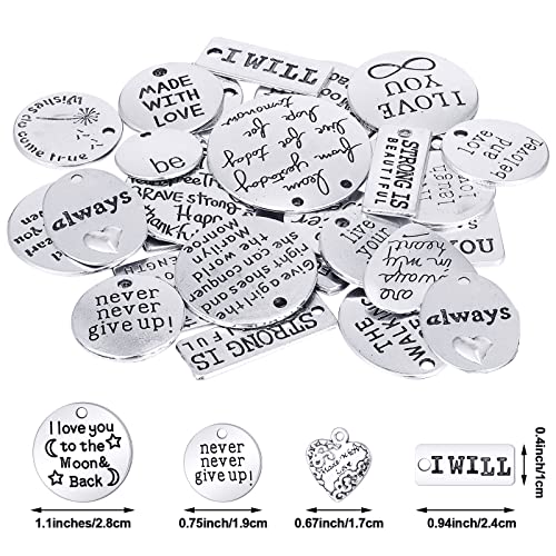 Hicarer 259 Pieces Inspirational Motivational Keychains Charms Bulk Keychains Inspirational Words Charms with Open Jump Rings Key Rings for Various DIY Necklaces, Bracelets
