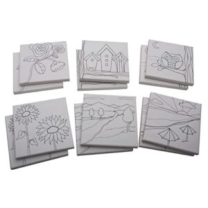 s & s worldwide paint-your-own designer canvas set ii, 2 each of 6 pre-printed designs, great for kids & adults, diy ready to paint, 6-1/2″ x 6-1/2″ stretched canvas. pack of 12.