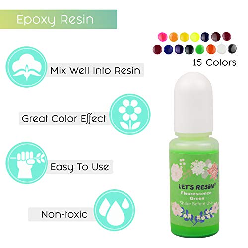 LET'S RESIN Epoxy Resin Dye,15 Color Translucent Epoxy Resin Pigment,Non-Toxic Concentrated Epoxy Resin Paint Each 0.35oz,Liquid Resin Colorant for Resin Coloring,Epoxy Resin,Resin Molds