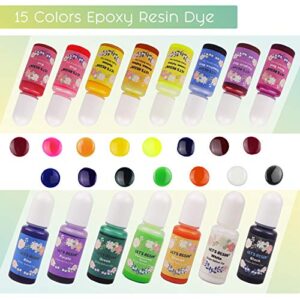 LET'S RESIN Epoxy Resin Dye,15 Color Translucent Epoxy Resin Pigment,Non-Toxic Concentrated Epoxy Resin Paint Each 0.35oz,Liquid Resin Colorant for Resin Coloring,Epoxy Resin,Resin Molds