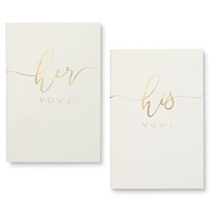 united esell ivory wedding vow books his and hers – real gold foil bride and wedding notebook with 28 pages – 5,9″ x 3.9″ – vow renewal – bridal shower gifts – time capsule love letter (gold)