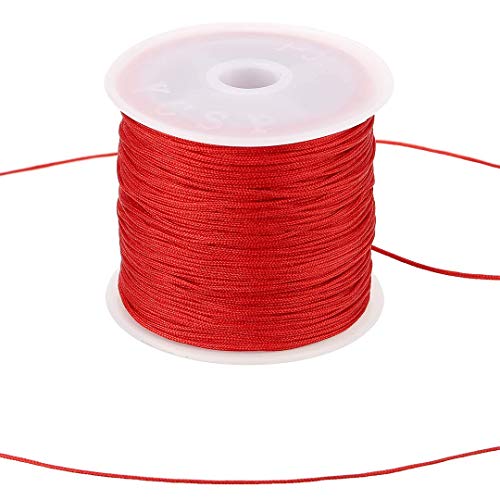 0.8mm Nylon Cord, Thread Chinese Knot Macrame Rattail Bracelet Braided String (Red)