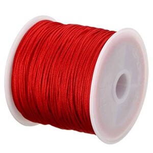 0.8mm Nylon Cord, Thread Chinese Knot Macrame Rattail Bracelet Braided String (Red)