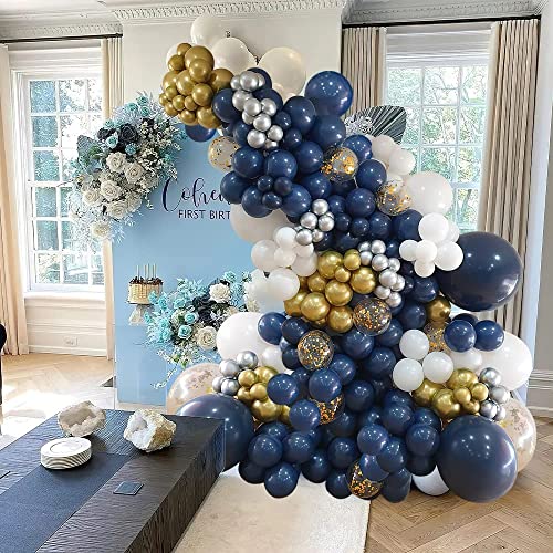 Navy Blue Balloons Garland Kit, 104pcs Matte Navy Blue Balloon Dark Blue Balloons with Different Size 18 Inch 12 Inch 10 Inch 5 Inch for Graduation Birthday Baby Shower, Wedding, Bridal Shower