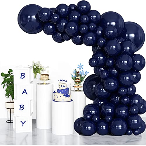 Navy Blue Balloons Garland Kit, 104pcs Matte Navy Blue Balloon Dark Blue Balloons with Different Size 18 Inch 12 Inch 10 Inch 5 Inch for Graduation Birthday Baby Shower, Wedding, Bridal Shower