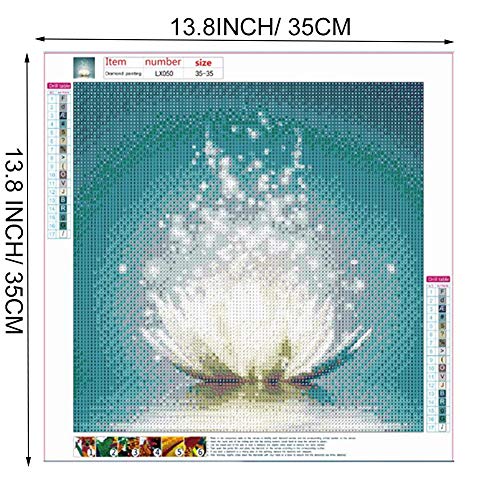 BOHADIY Diamond Painting Kits for Adults Kids Beginner– 5D DIY Round Diamond Number Kits – Crystal Rhinestone Diamond Embroidery Paintings Great for Home, Office, Wall Decor 13.8×13.8 inch Lotus