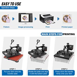 TOPDEEP 5 in 1 Heat Press Machine, Heat Press 15x15 inch, T Shirt Pressing Machine Slide Out Design, Multifunction Heat Press Transfer Machine Sublimation Combo for T-Shirt/Hat/Mug/Plate