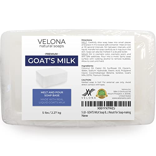 velona 5 LB - GOATS MILK Soap Base SLS/SLES free | Melt and Pour | Natural Bars For The Best Result for Soap-making