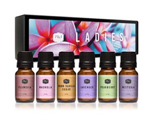 p&j trading fragrance oil | ladies set of 6 – scented oil for soap making, diffusers, candle making, lotions, haircare, slime, and home fragrance