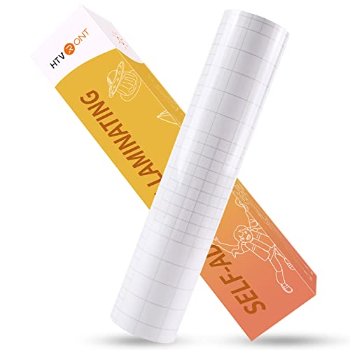 HTVRONT Clear Self-Adhesive Laminating Vinyl Roll-12"x30FT Non Thermal Laminating Film,No Machine Needed Clear Vinyl Laminate for Stickers