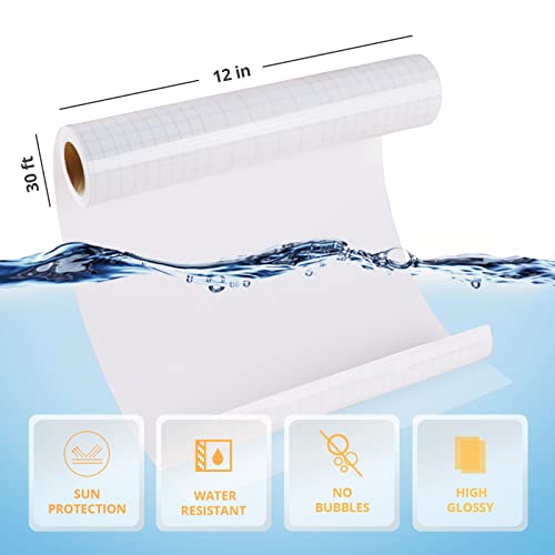 HTVRONT Clear Self-Adhesive Laminating Vinyl Roll-12"x30FT Non Thermal Laminating Film,No Machine Needed Clear Vinyl Laminate for Stickers
