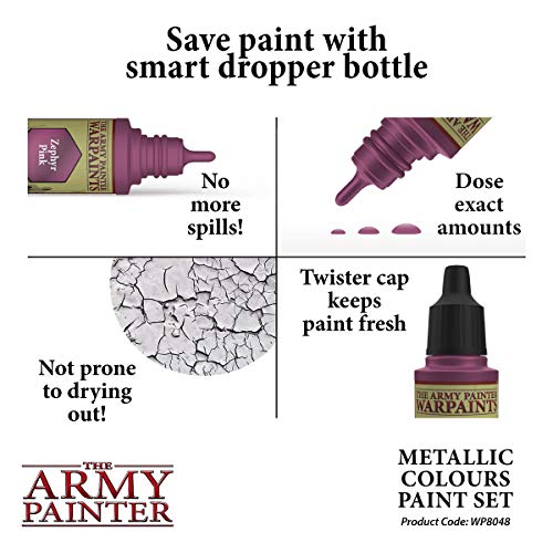 The Army Painter - Metallic Colours Paint Set - Hobby Acrylic Paint Set of 10 Metallic Acrylic Paint - Includes Tainted Gold Acrylic Paint Metallic - Acrylic Hobby Paint Set of Acrylic Metallic Paint