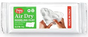 pepy premium european air dry modeling clay white 2.2 lb bar, easy to use air-hardening clay for sculpting and crafts projects