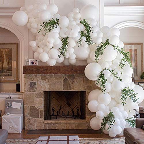 White Balloon Garland Arch Kit, 110Pcs Mixed Sizes White Balloons With Tool,Party Decorations White Balloon for Wedding Bridal Shower Gender Reveal Baby Shower Birthday Party Decorations Supplies