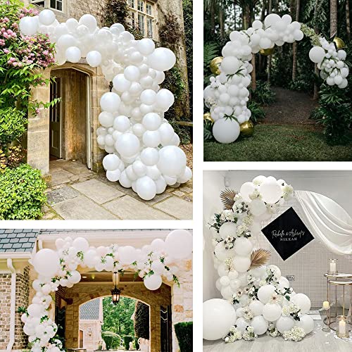 White Balloon Garland Arch Kit, 110Pcs Mixed Sizes White Balloons With Tool,Party Decorations White Balloon for Wedding Bridal Shower Gender Reveal Baby Shower Birthday Party Decorations Supplies