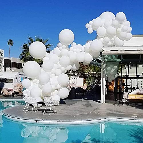 White Balloon Garland Arch Kit, 110Pcs Mixed Sizes White Balloons With Tool,Party Decorations White Balloon for Wedding Bridal Shower Gender Reveal Baby Shower Birthday Party Decorations Supplies