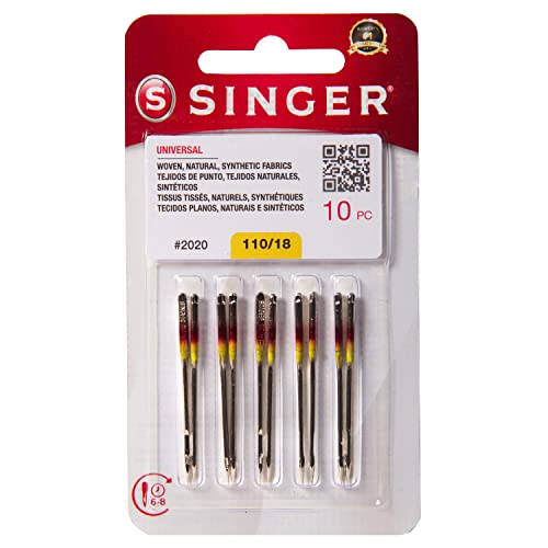 SINGER 10-Pack Universal 2020 Sewing Machine Needles, Size 110/18