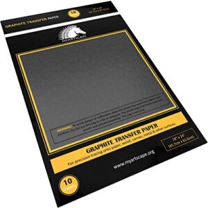 myartscape graphite transfer paper, 18″ x 24″ – 10 sheets – black waxed carbon paper – for drawing, tracing and transfer – premium arts and crafts supplies