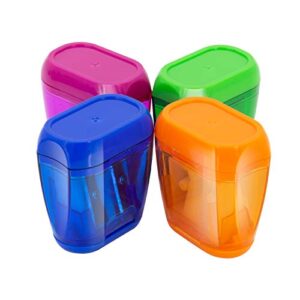 KIDMEN Manual Pencil Sharpeners,2 Holes Compact Sharpener with Lid for Kids, School and Office-12 Pack