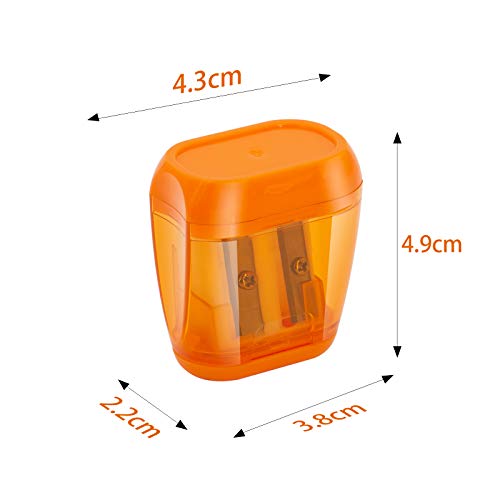 KIDMEN Manual Pencil Sharpeners,2 Holes Compact Sharpener with Lid for Kids, School and Office-12 Pack