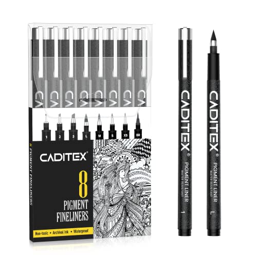 Calligraphy Pens, CADITEX 8 Size Calligraphy Pens Set for Beginners Drawing, Writing