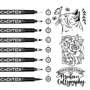 Calligraphy Pens, CADITEX 8 Size Calligraphy Pens Set for Beginners Drawing, Writing