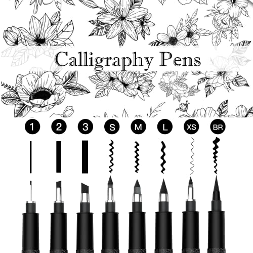 Calligraphy Pens, CADITEX 8 Size Calligraphy Pens Set for Beginners Drawing, Writing