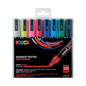 posca pxpc5m8 acrylic paint marker set, medium, assorted