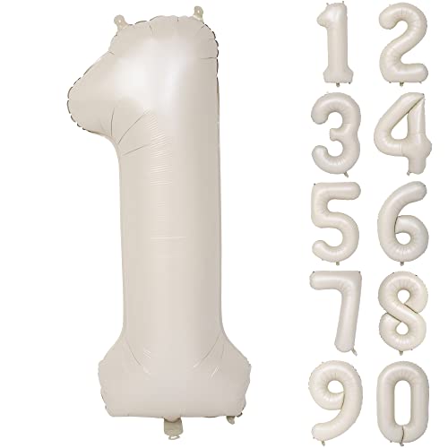 40 In Cream white Number Balloons Helium Foil Mylar Balloon Birthday Party banquet Decoration Digital 1