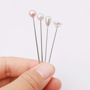 400 Pcs Bouquet Pins Flower Pin, 4 Styles Pearl Head Pins Crystal Head Corsage Pins for Dressmaking Jewelry Flower Decoration (Mixed)