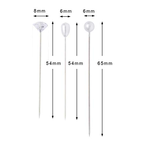 400 Pcs Bouquet Pins Flower Pin, 4 Styles Pearl Head Pins Crystal Head Corsage Pins for Dressmaking Jewelry Flower Decoration (Mixed)