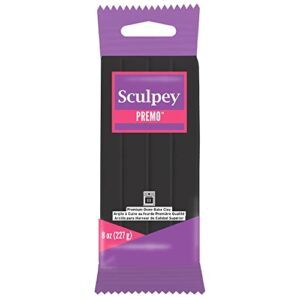 sculpey premo polymer oven-bake clay, black, non toxic, 8 oz. bar, great for jewelry making, holiday, diy, mixed media and home décor projects. premium clay great for clayers and artists.