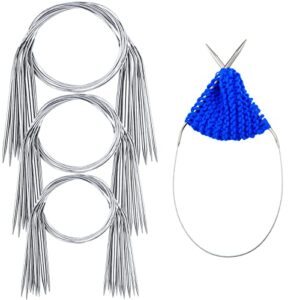 18 pieces circular knitting needles set stainless steel knitting needles size 2,3,4,5,6,8 mm for any weave diy lover or beginner (31.5 inch, 23.6 inch, 16.9 inch)