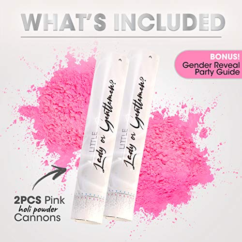 Premium Gender Reveal Confetti Cannon - Set of 2 - Biodegradable Powder in Pink or Blue for Girl or Boy | Gender Reveal Powder Cannon, Gender Reveal Decorations, Baby Gender Reveal Smoke Bomb, Poppers