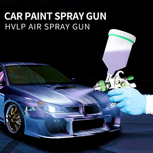 HVLP Spray Gun Set, Automotive Paint Spray Paint Gun with 3 Nozzles 1.4/1.7/2mm Nozzle and 600cc Cups, for Car Primer, Furniture Surface Spraying, Wall Painting, Base Coatings (Green)