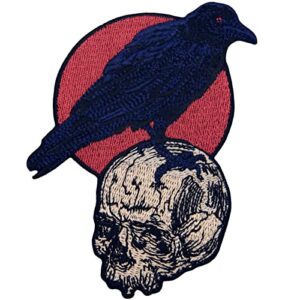 the raven on the skull patch embroidered applique badge iron on sew on emblem