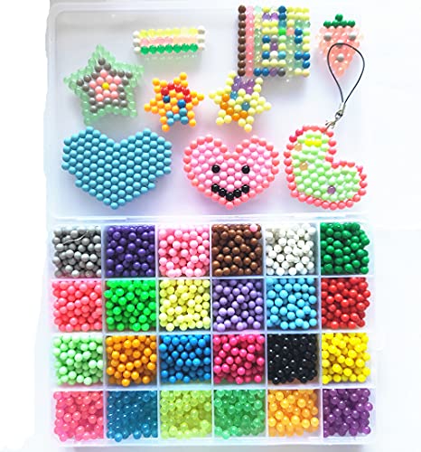 Vytung Water Fuse Beads Kit-3600 Beads 24 Colors(6 Glow in Dark) Mega Bead Refill Beads for Kids Beginners Activity Pack(3600 Beads Refill Pack))