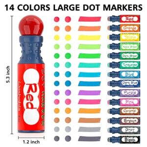 Shuttle Art Dot Markers, 14 Colors Bingo Daubers with 135 Patterns, 5 Activity Books, Educational Set With Art Activities,Non-Toxic Washable Coloring Markers