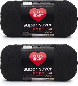 red heart super saver jumbo yarn, 2 pack, black 2 count