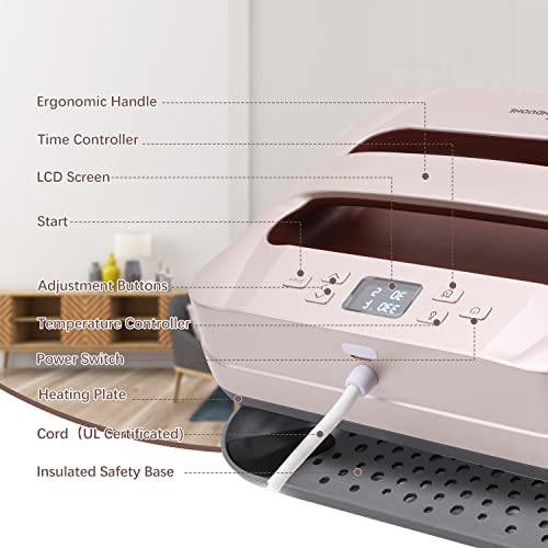 Heat Press Machine 12" x 10" Easy Press Heat Transfer for T-Shirts and HTV Vinyl Projects, Gold & Chestnut Brown