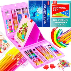 ibayam art kit, art supplies drawing kits, arts and crafts for kids, gifts for teen girls boys 6-8-9-12, art set case with trifold easel, sketch pad, coloring book, pastels, crayons, pencils