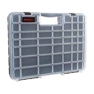 stalwart – 75-st6073 portable storage case with secure locks and 55 small bin compartments for hardware, screws, bolts, nuts, nails, beads, jewelry and more by black