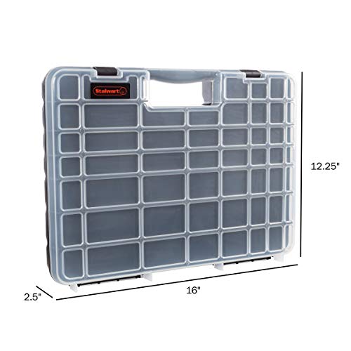 Stalwart - 75-ST6073 Portable Storage Case with Secure Locks and 55 Small Bin Compartments for Hardware, Screws, Bolts, Nuts, Nails, Beads, Jewelry and More by Black