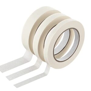 3 Rolls White Masking Tape, General Purpose Beige White Painters Tape for Home, Office, School Stationery, DIY Arts, Crafts, Labeling - (0.5 Inch, 0.7 Inch and 1 Inch X 55 Yard)