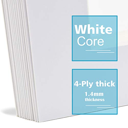Egofine 5x7 White Picture Mats Pack of 14, Frame Mattes for 4x6 Pictures, Acid Free, 1.2mm Thickness, with Core Bevel Cut