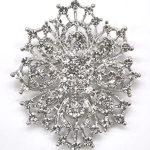 Belagio Enterprises 2-1/2-inch x 3-inch Rhinestone Brooch 1 Piece, Silver/Crystal