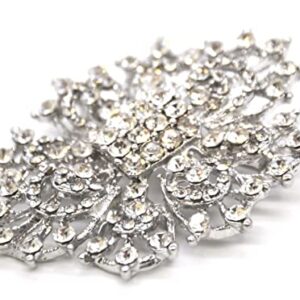 Belagio Enterprises 2-1/2-inch x 3-inch Rhinestone Brooch 1 Piece, Silver/Crystal