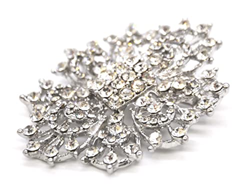 Belagio Enterprises 2-1/2-inch x 3-inch Rhinestone Brooch 1 Piece, Silver/Crystal